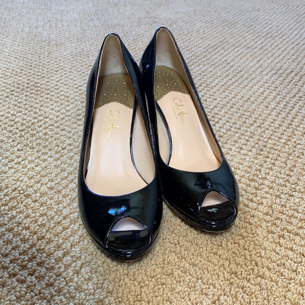 Cole Haan Peep Toe Black Patent Heel - Picture 7 of 7